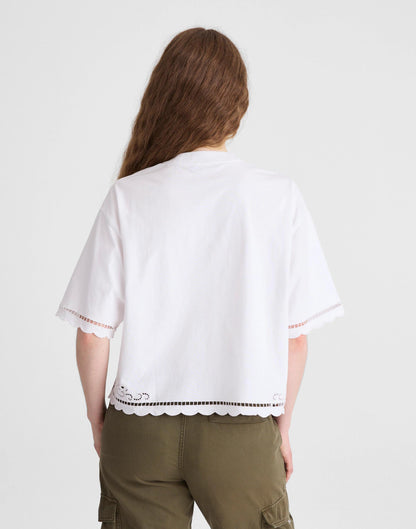 Madewell The Boxy Crop Tee in Allday Jersey White