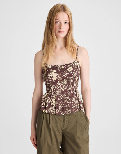 Madewell Darted Peplum Cami Top Dark Brown
