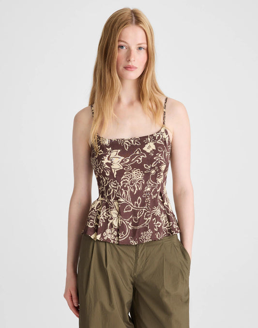 Madewell Darted Peplum Cami Top Dark Brown