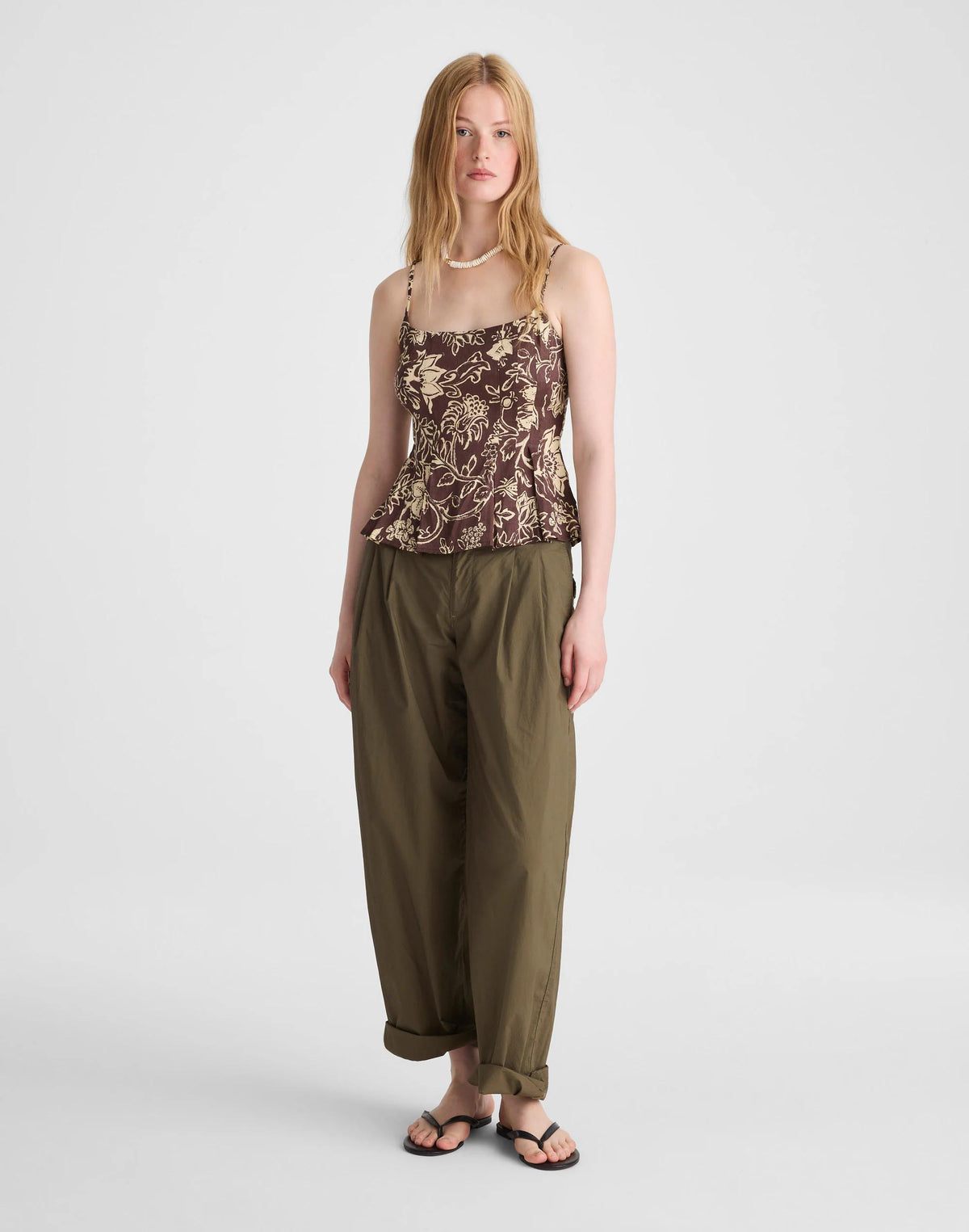 Madewell Darted Peplum Cami Top Dark Brown