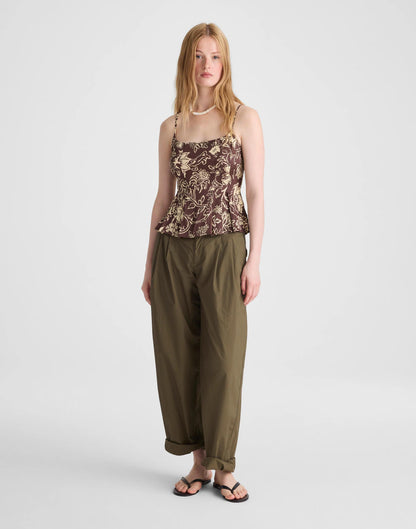 Madewell Darted Peplum Cami Top Dark Brown