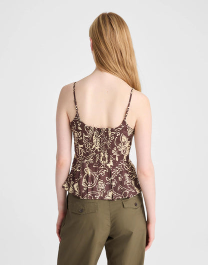 Madewell Darted Peplum Cami Top Dark Brown
