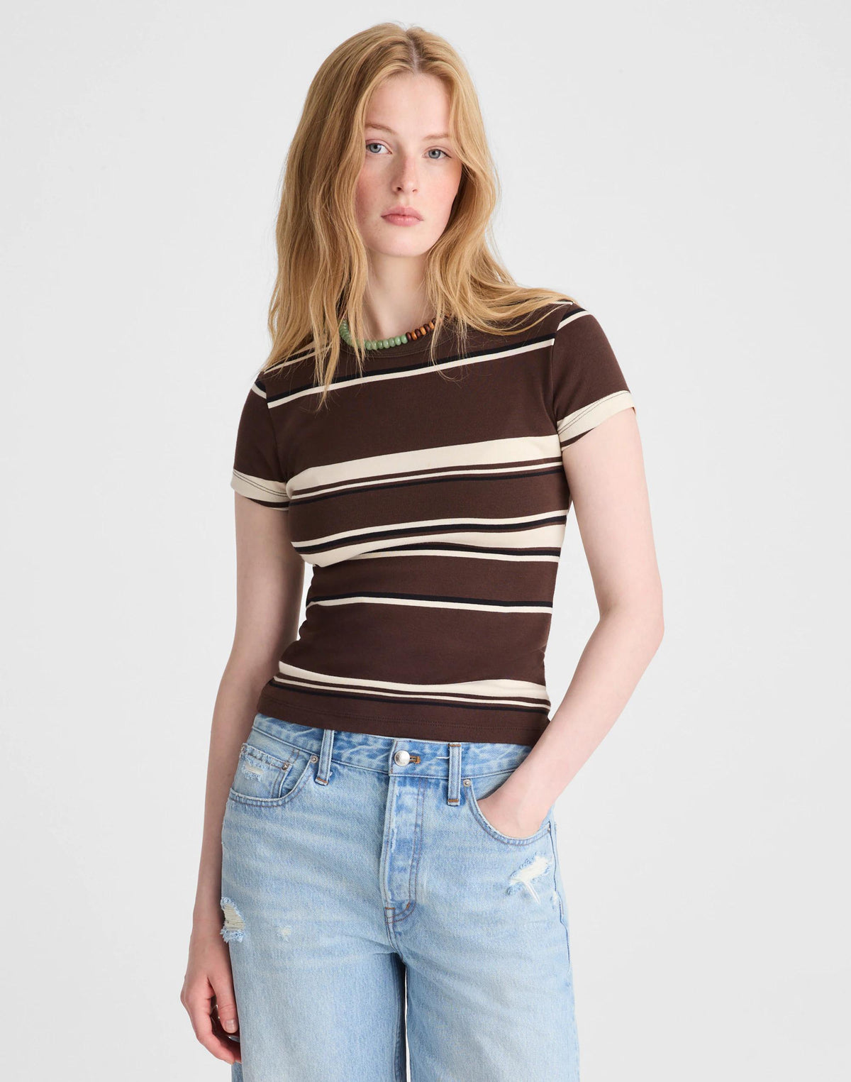 Madewell The '90s Crewneck Tee in Compact Cotton Dark Brown