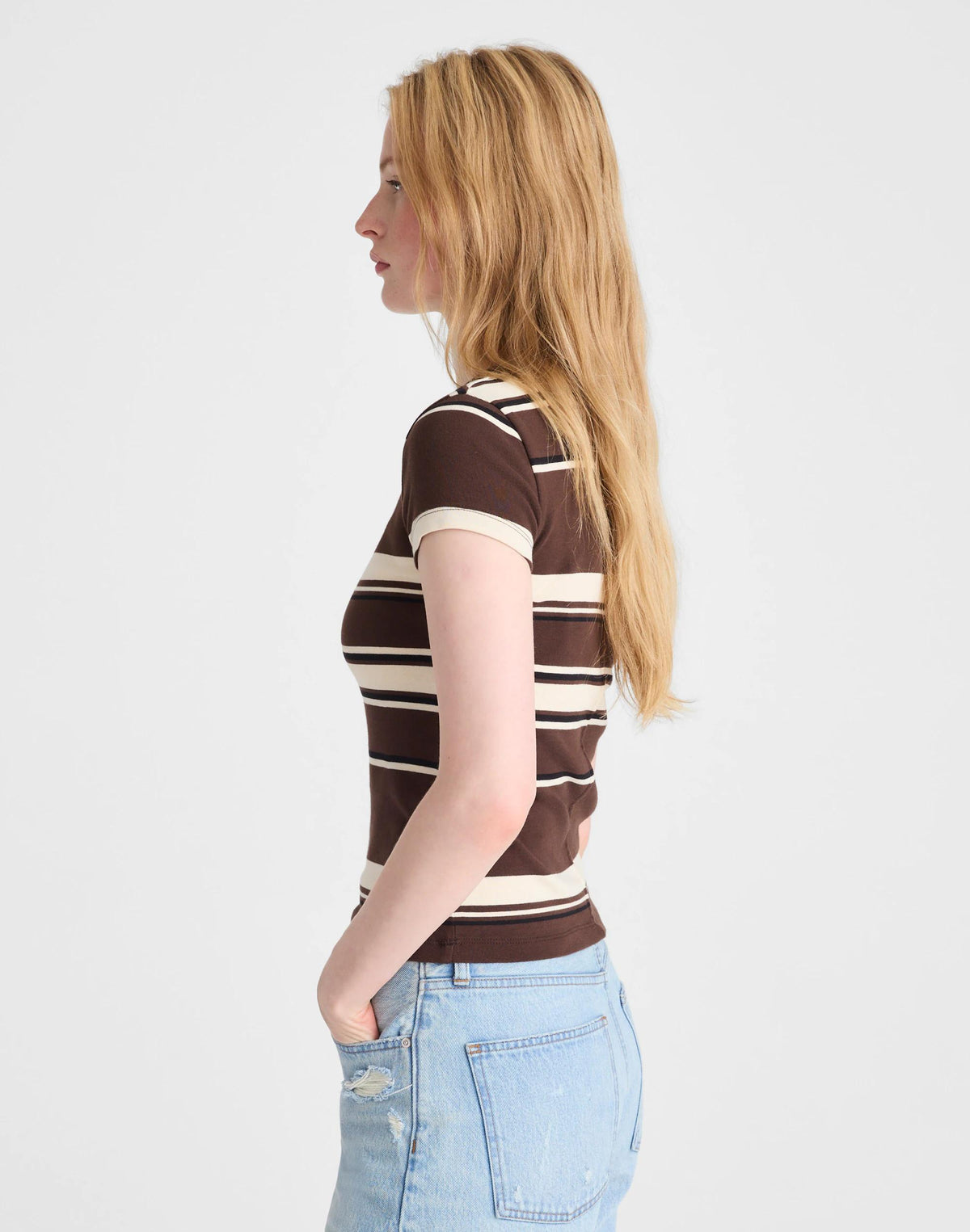 Madewell The '90s Crewneck Tee in Compact Cotton Dark Brown