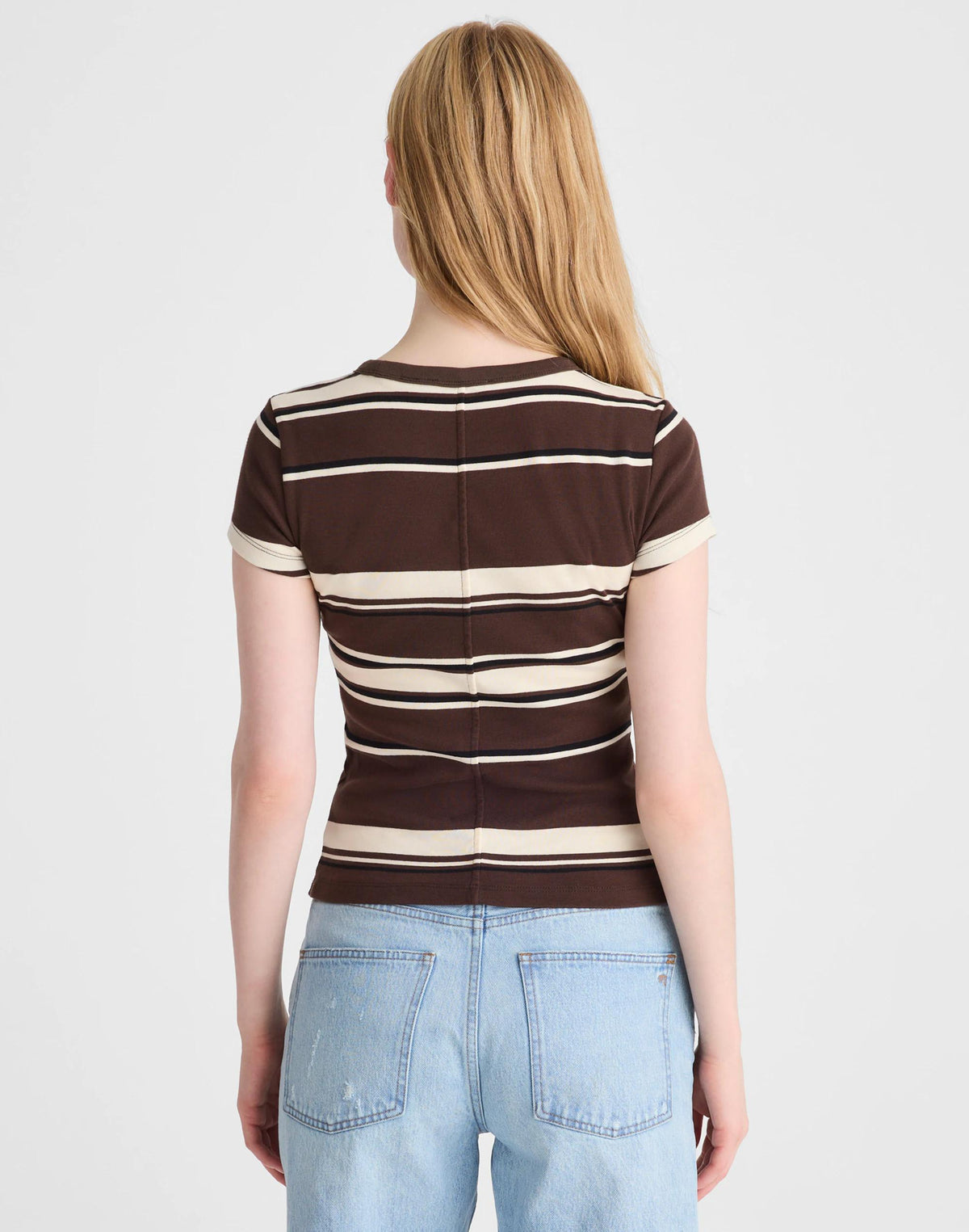 Madewell The '90s Crewneck Tee in Compact Cotton Dark Brown
