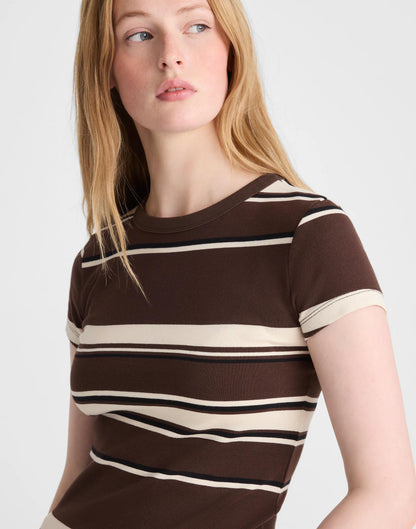 Madewell The '90s Crewneck Tee in Compact Cotton Dark Brown