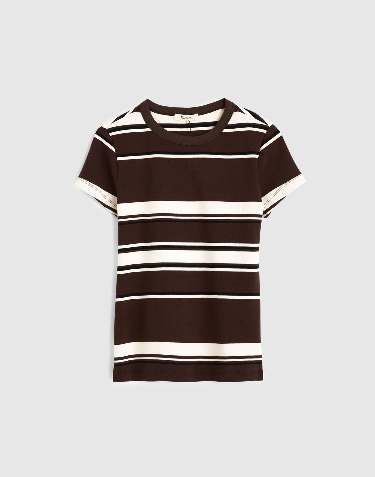 Madewell The '90s Crewneck Tee in Compact Cotton Dark Brown