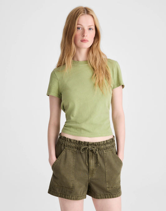 Madewell Pull-On Utility Shorts in Airy Denim Faded Ivy