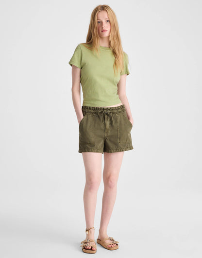 Madewell Pull-On Utility Shorts in Airy Denim Faded Ivy