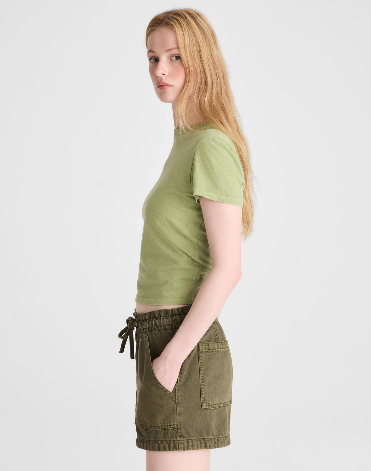 Madewell Pull-On Utility Shorts in Airy Denim Faded Ivy