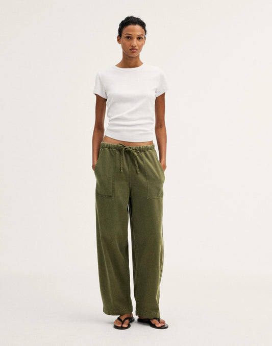 Madewell Pull-On Barrel-Leg Utility Pants in Airy Denim Faded Ivy
