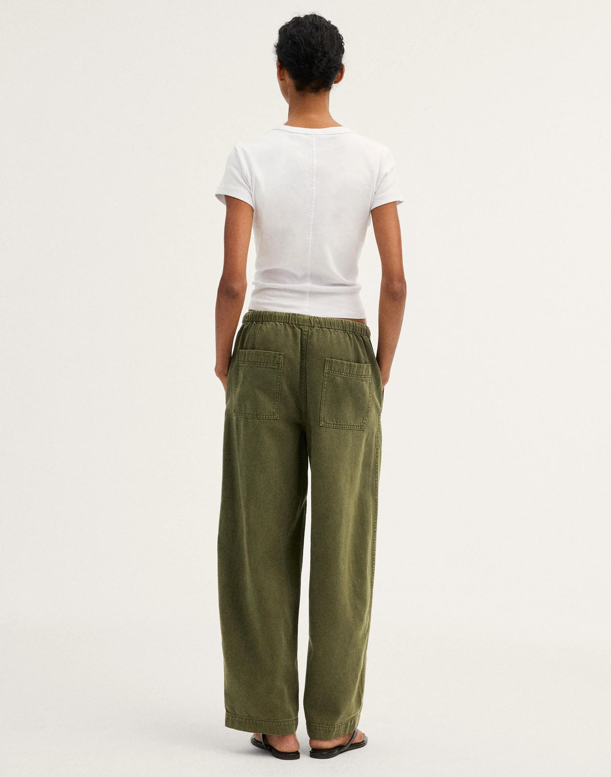 Madewell Pull-On Barrel-Leg Utility Pants in Airy Denim Faded Ivy