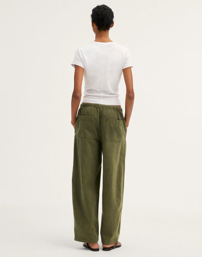 Madewell Pull-On Barrel-Leg Utility Pants in Airy Denim Faded Ivy