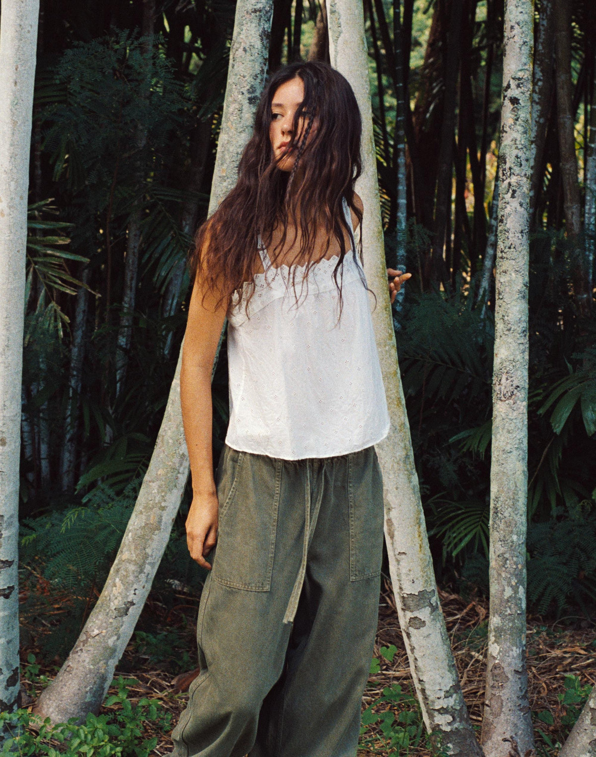 Madewell Pull-On Barrel-Leg Utility Pants in Airy Denim Faded Ivy
