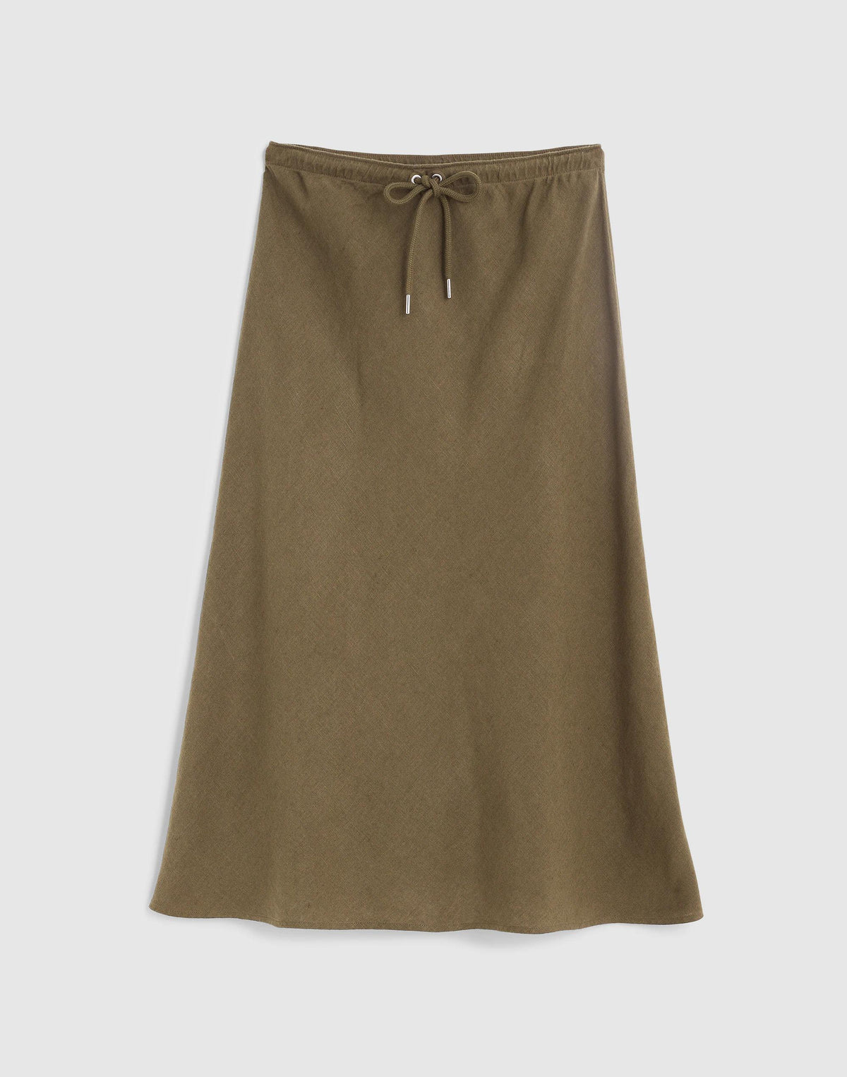 Madewell Drawstring Slip Skirt in 100% Linen Faded Ivy