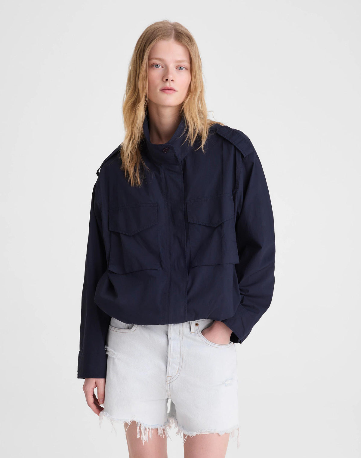 Madewell Field Jacket in Washed Poplin Classic Navy
