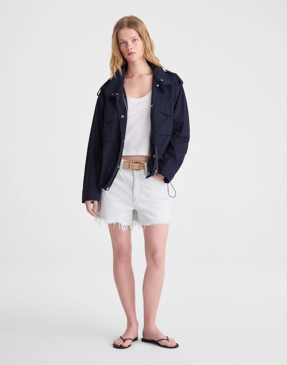 Madewell Field Jacket in Washed Poplin Classic Navy