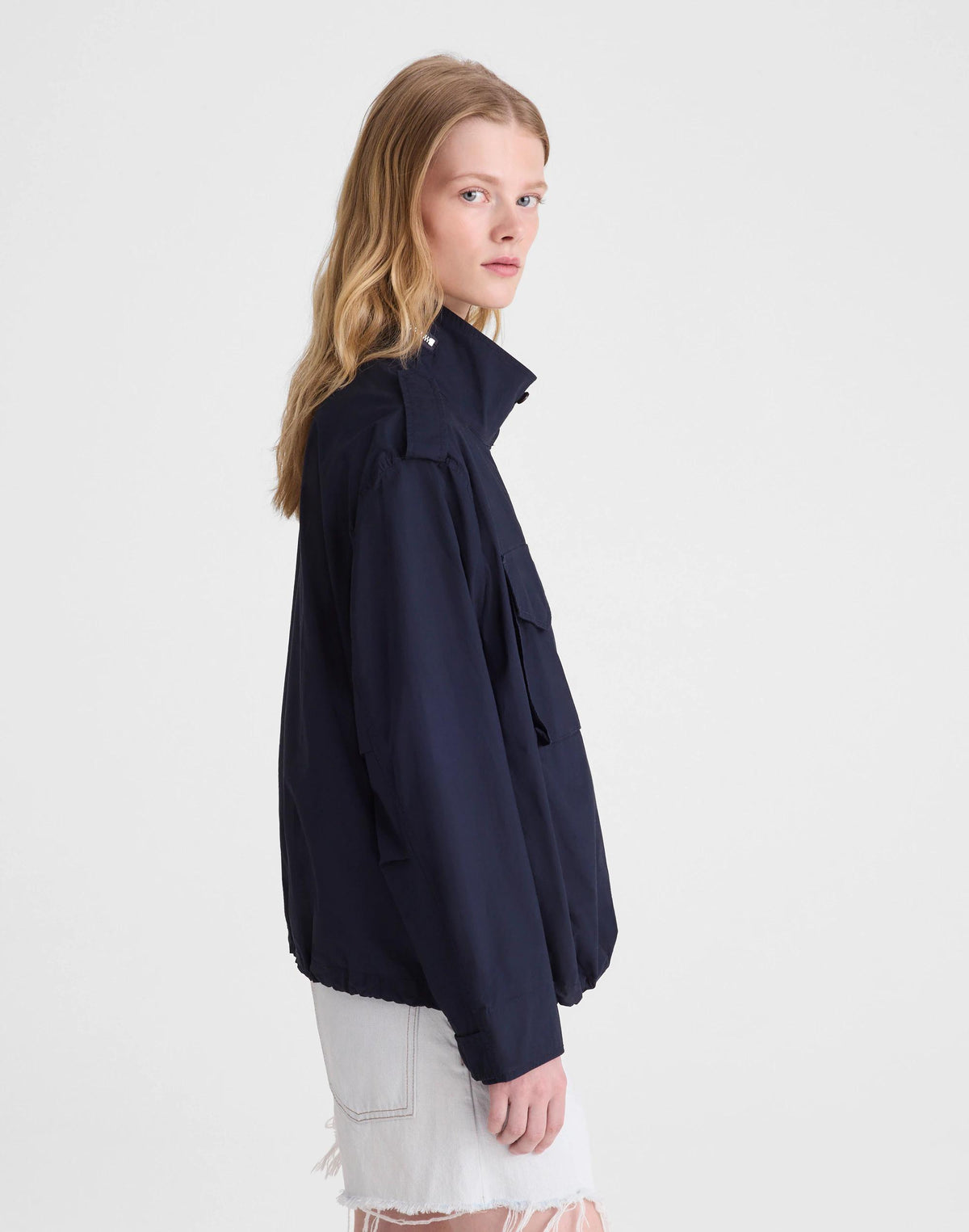 Madewell Field Jacket in Washed Poplin Classic Navy