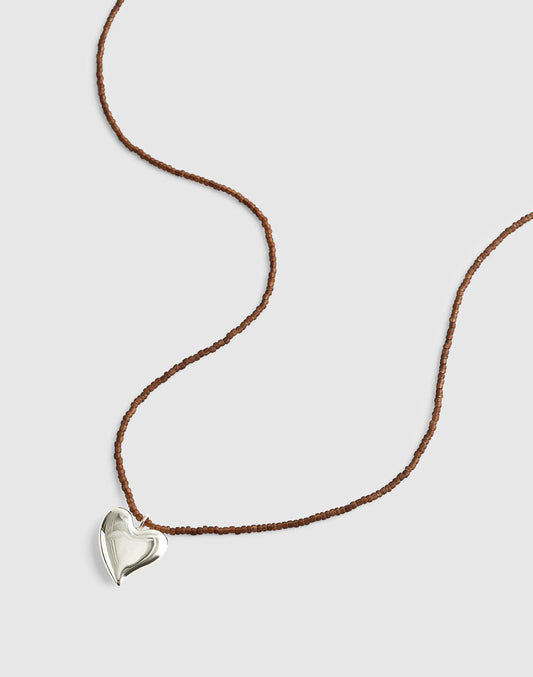 Madewell Beaded Pendant Necklace Warm Silver