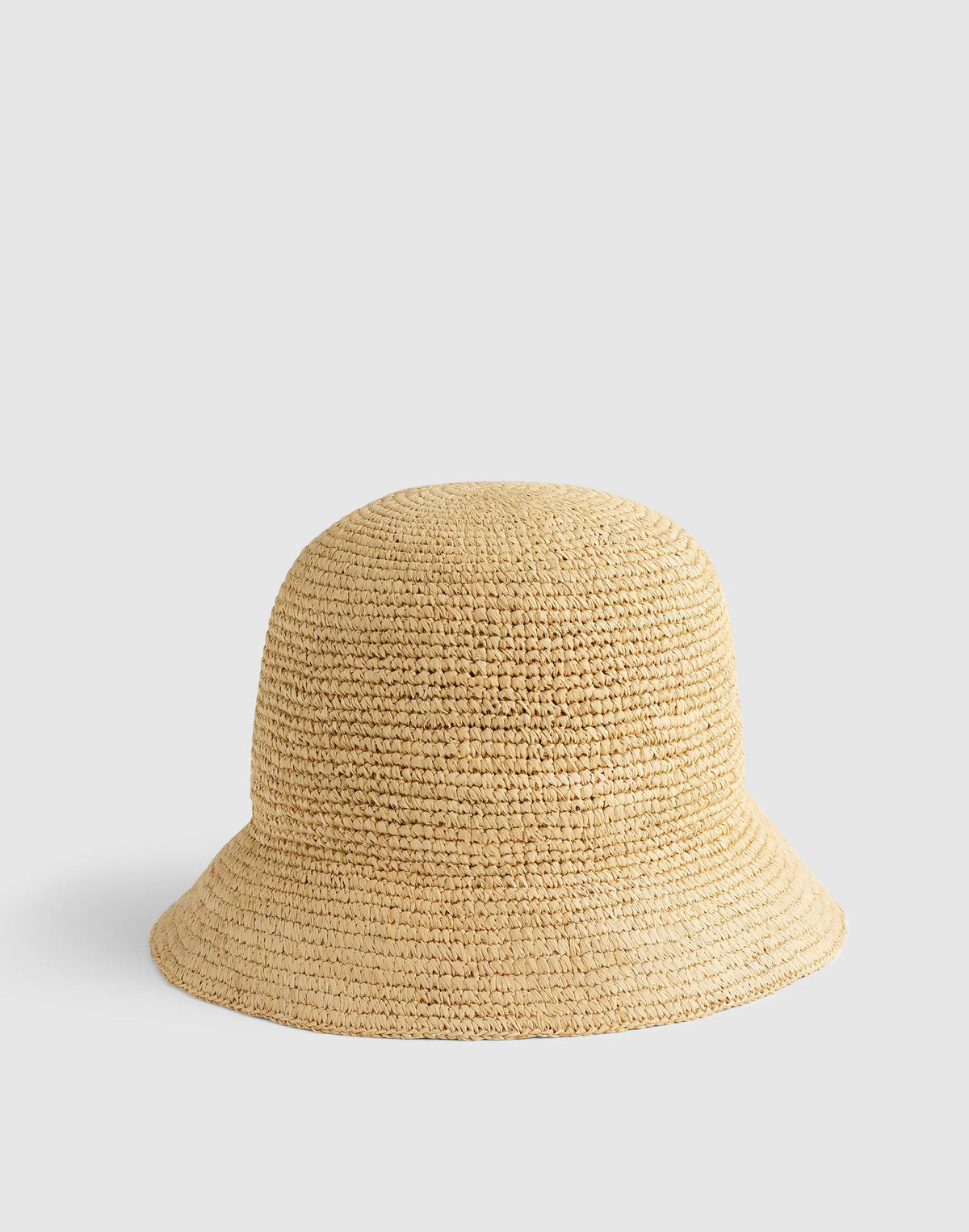 Madewell Hand-Crocheted Seamless Bucket Hat in Raffia Golden Khaki
