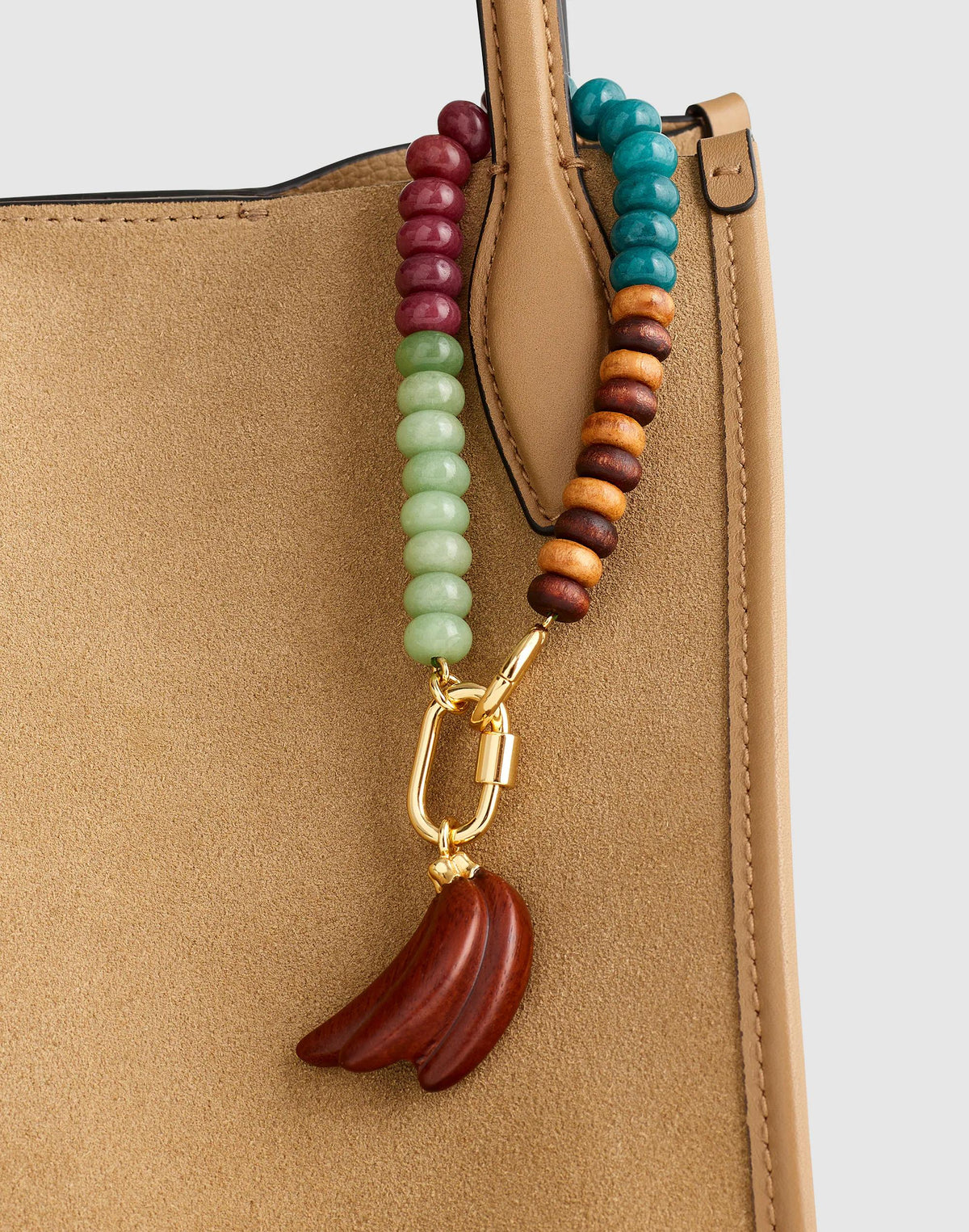 Madewell Wooden Banana Beaded Bag Charm Antique Gold