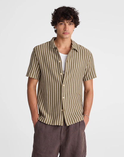 Madewell Textured-Knit Short-Sleeve Shirt Olive