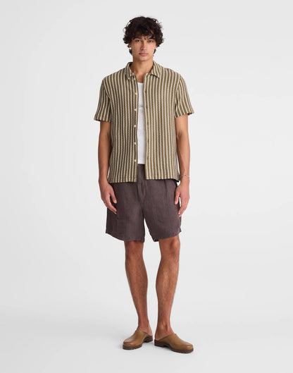 Madewell Textured-Knit Short-Sleeve Shirt Olive