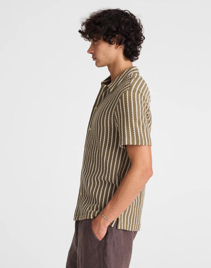Madewell Textured-Knit Short-Sleeve Shirt Olive