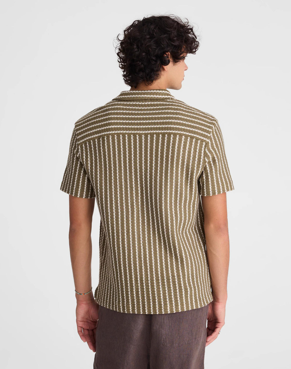 Madewell Textured-Knit Short-Sleeve Shirt Olive