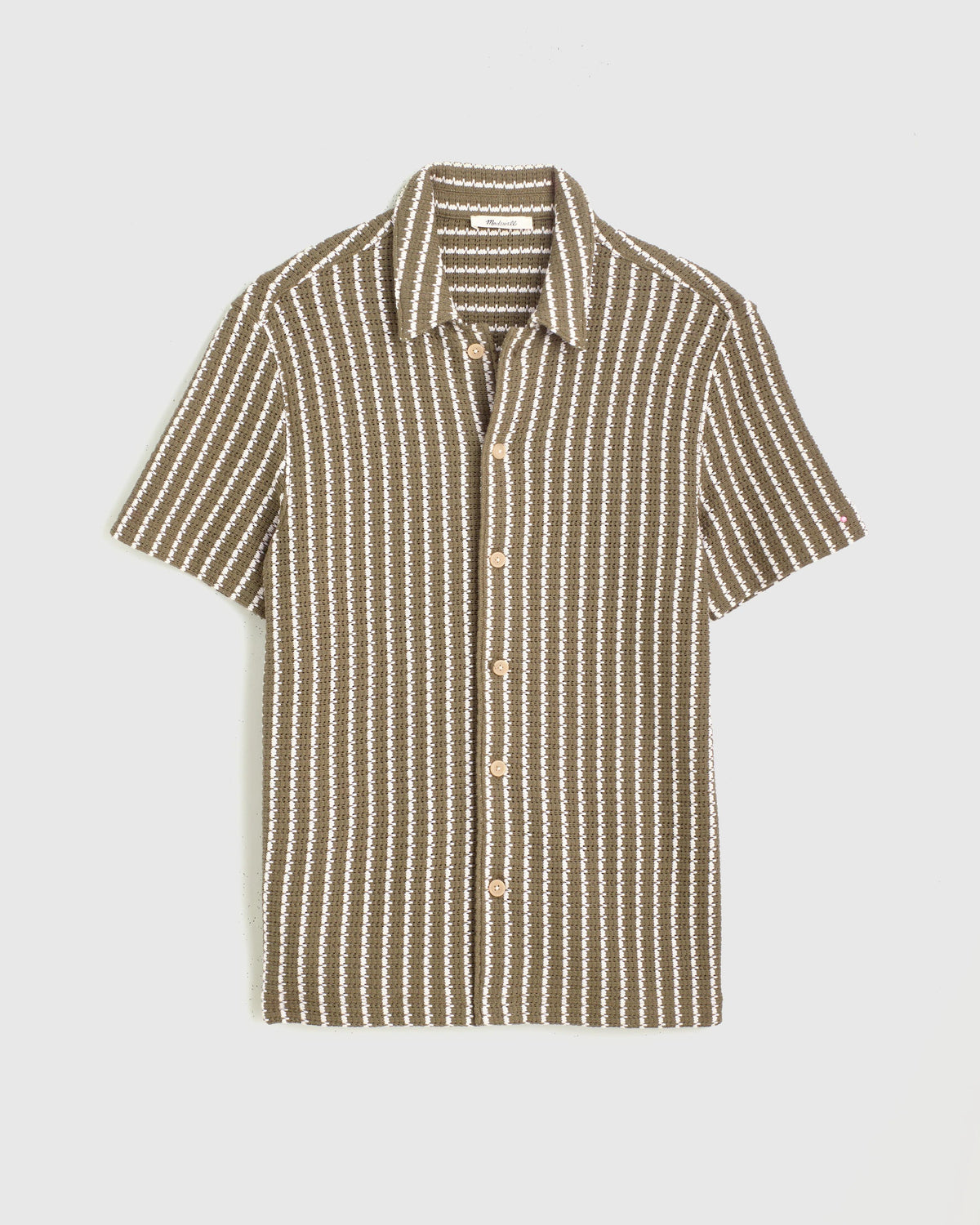 Madewell Textured-Knit Short-Sleeve Shirt Olive
