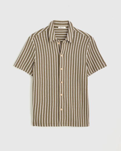 Madewell Textured-Knit Short-Sleeve Shirt Olive