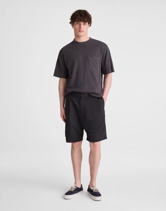 Madewell Double-Pleated Shorts in Meridian Linen Blend Black