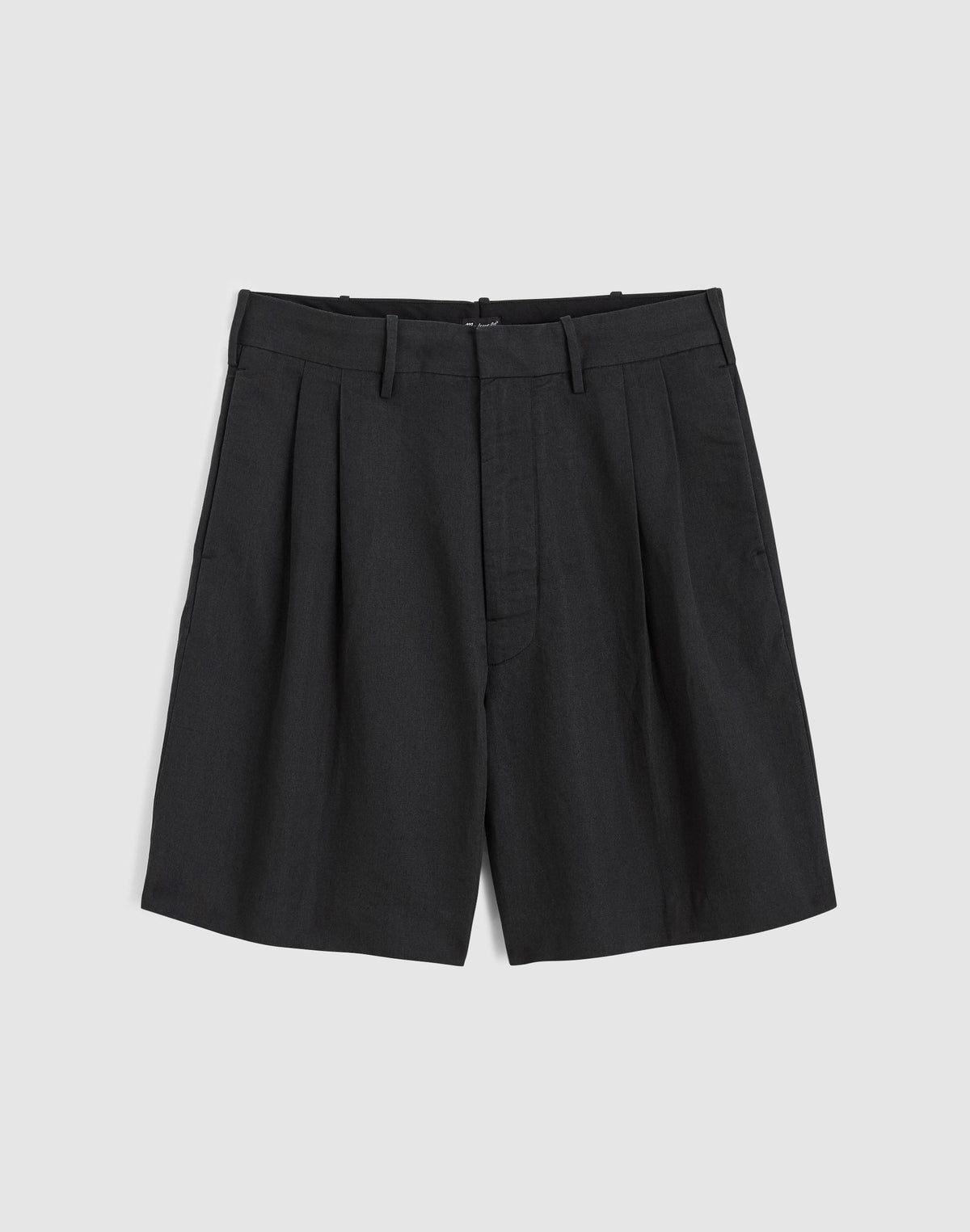 Madewell Double-Pleated Shorts in Meridian Linen Blend Black