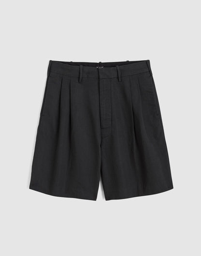 Madewell Double-Pleated Shorts in Meridian Linen Blend Black