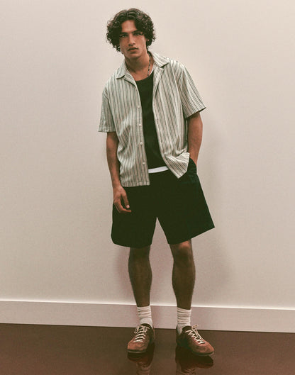 Madewell Double-Pleated Shorts in Meridian Linen Blend Black