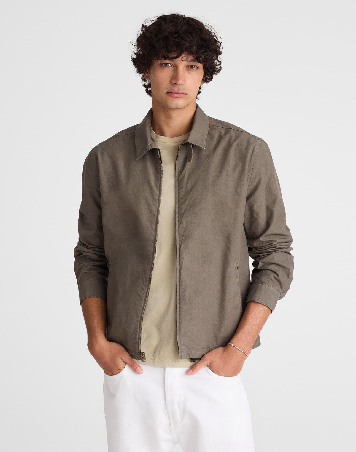 Madewell Zip Jacket in Cotton Twill Capers