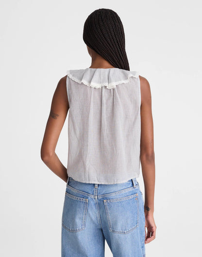 Madewell The Blaire Sleeveless Top Blue White Micro Stripe