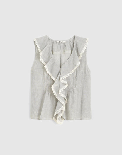 Madewell The Blaire Sleeveless Top Blue White Micro Stripe