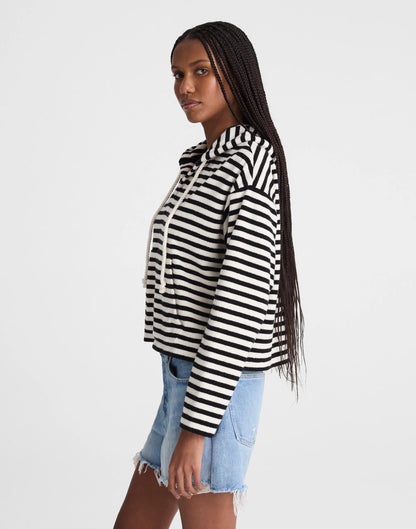Madewell Drawstring Hoodie in Terry Black Ivory