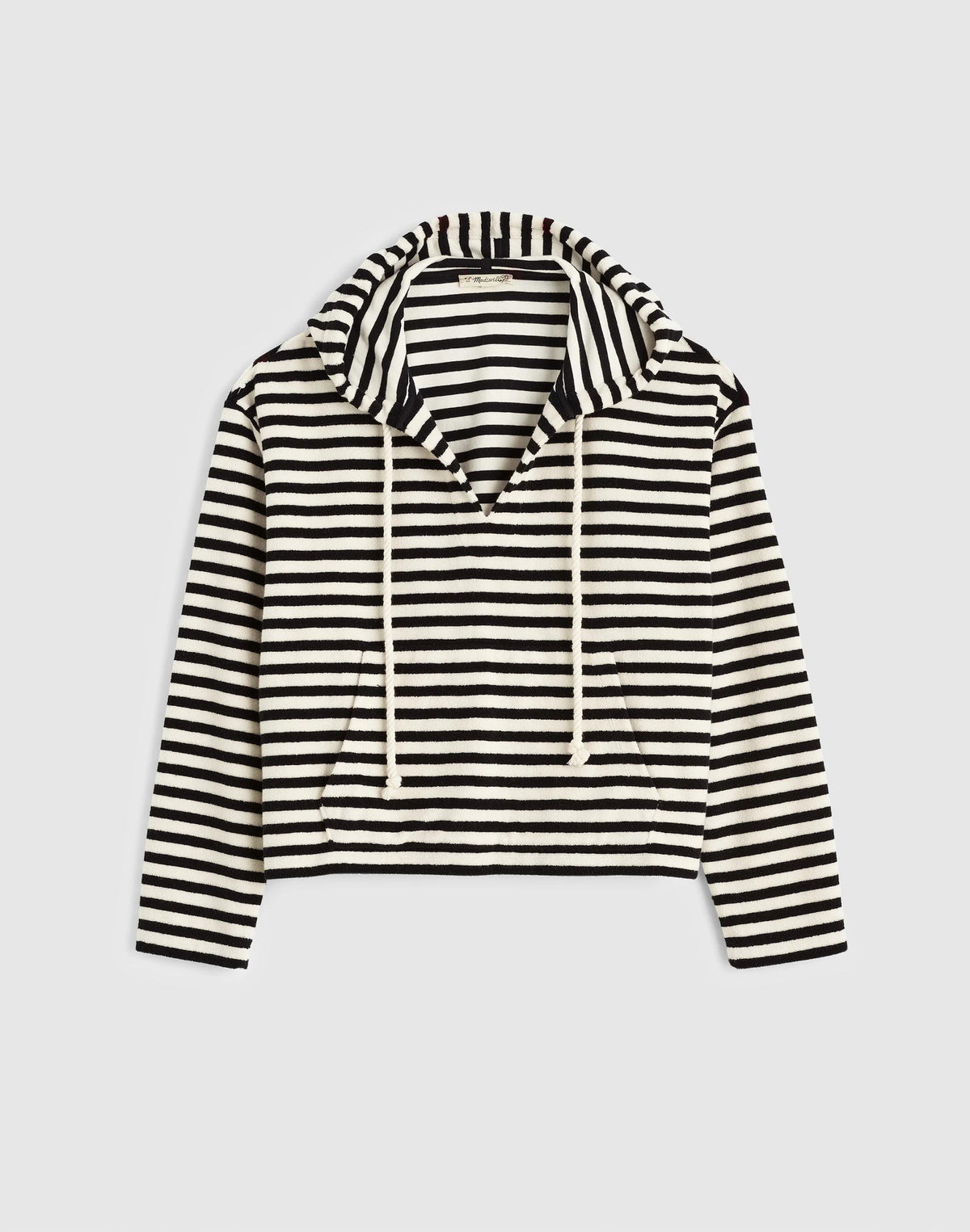 Madewell Drawstring Hoodie in Terry Black Ivory