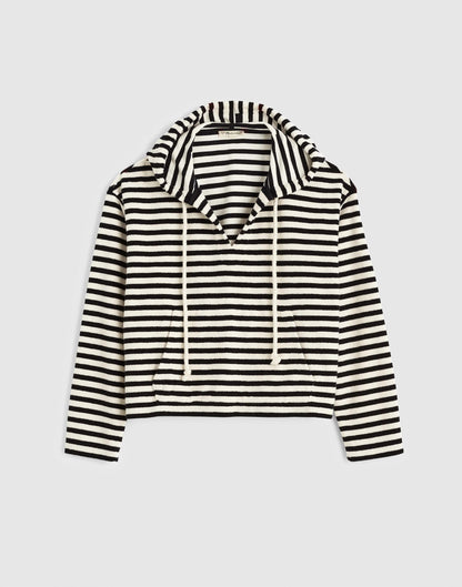 Madewell Drawstring Hoodie in Terry Black Ivory