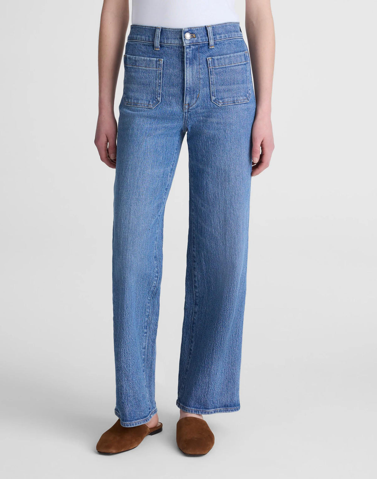 Madewell The Emmett Wide-Leg Full Length Jean: Patch Pocket Edition Driftwater Wash