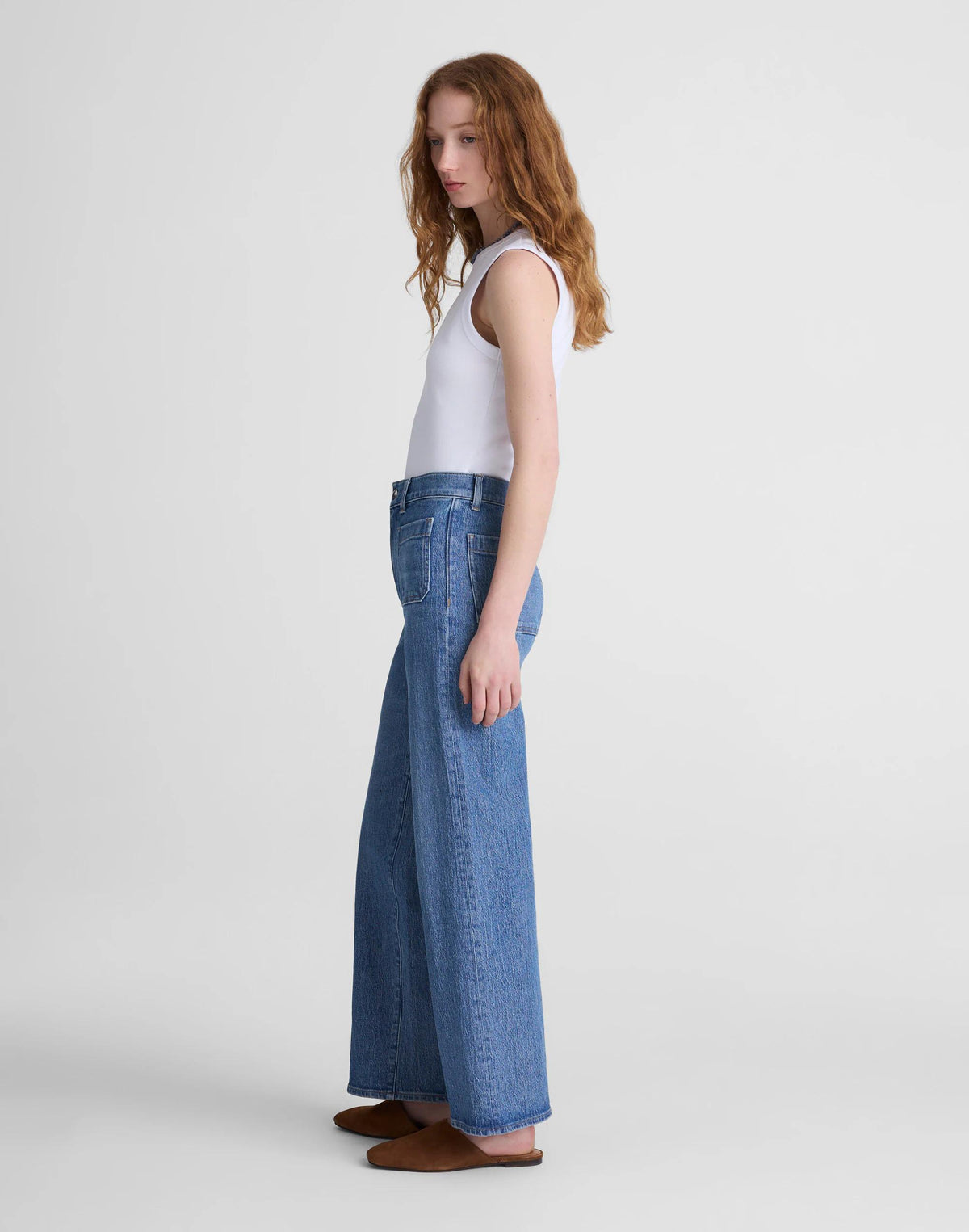 Madewell The Emmett Wide-Leg Full Length Jean: Patch Pocket Edition Driftwater Wash