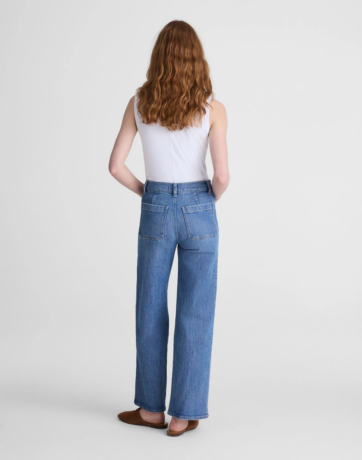 Madewell The Emmett Wide-Leg Full Length Jean: Patch Pocket Edition Driftwater Wash