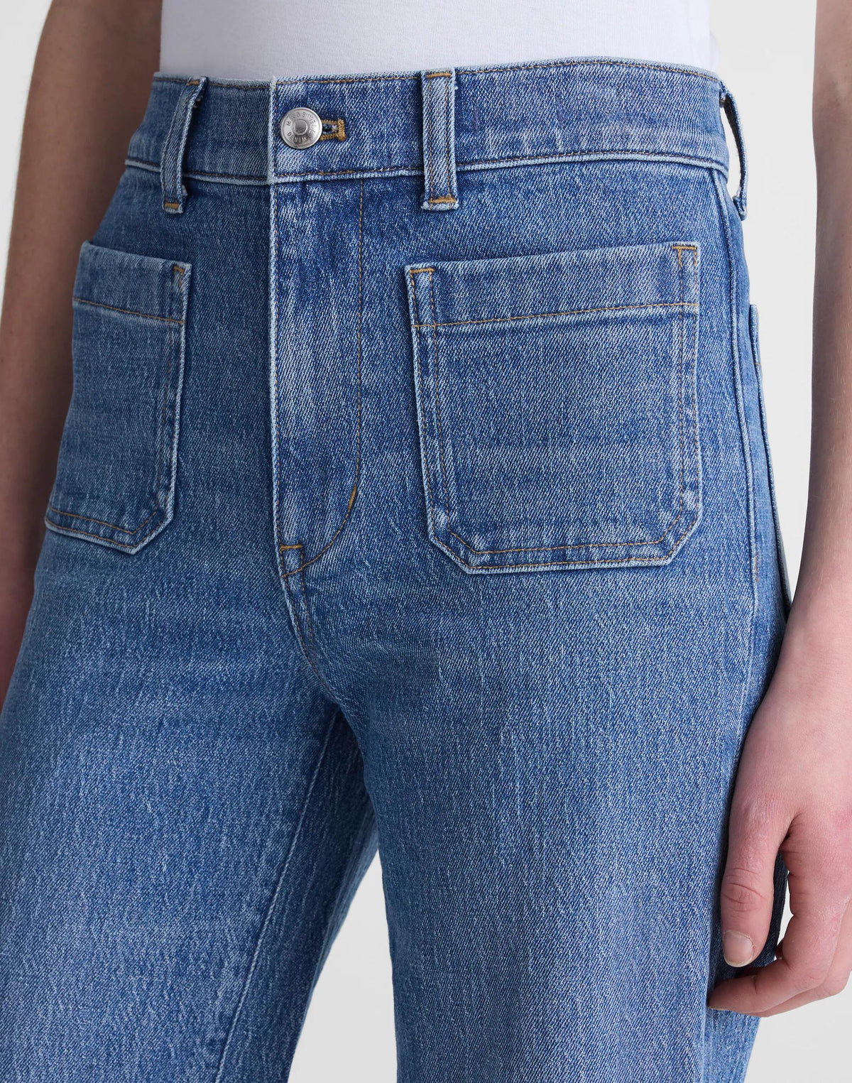 Madewell The Emmett Wide-Leg Full Length Jean: Patch Pocket Edition Driftwater Wash