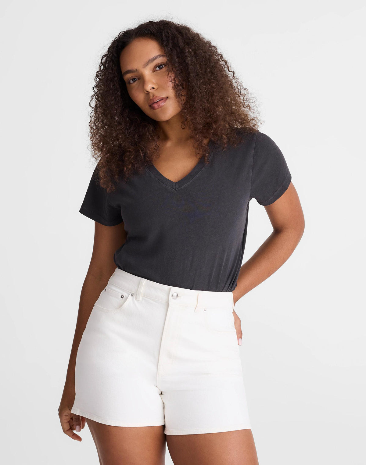 Madewell The Curvy Perfect Vintage Mid-Length Jean Short Tile White