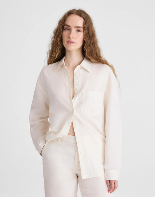 Madewell The Easy Shirt in Linen Blend Ivory Linen