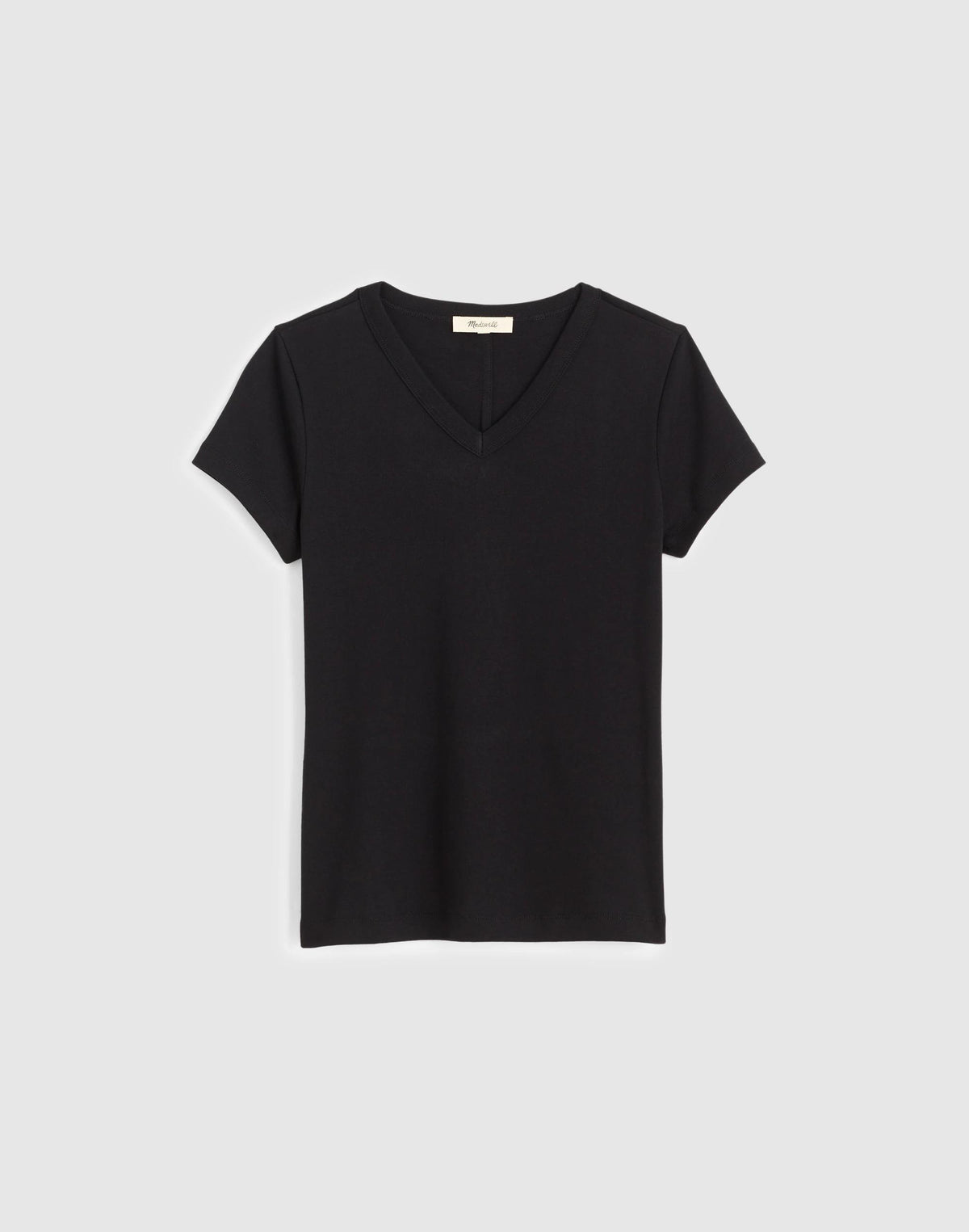 Madewell The '90s V-Neck Baby Tee in Compact Cotton Jet Black