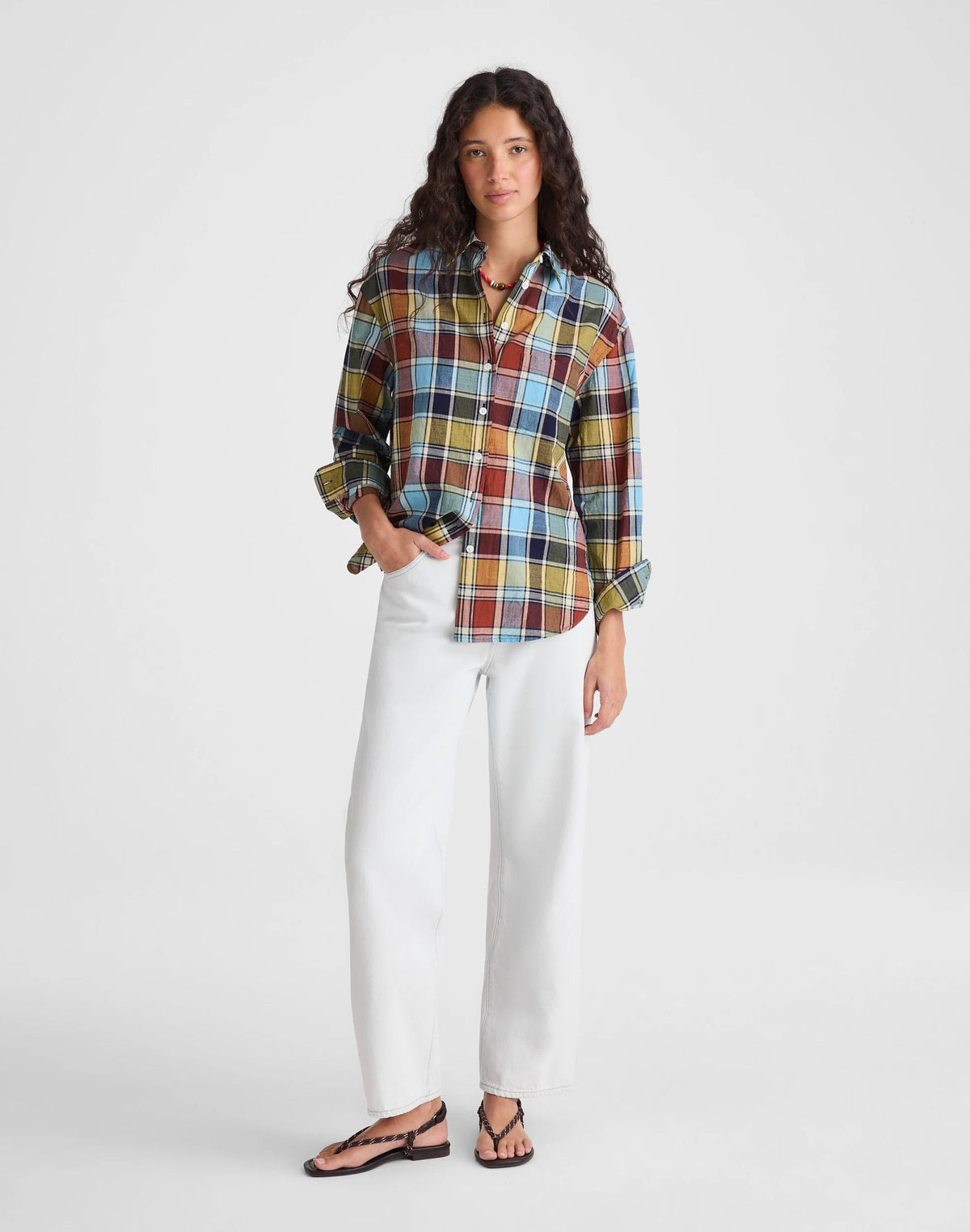 Madewell The Easy Shirt in Poplin Multi Plaid