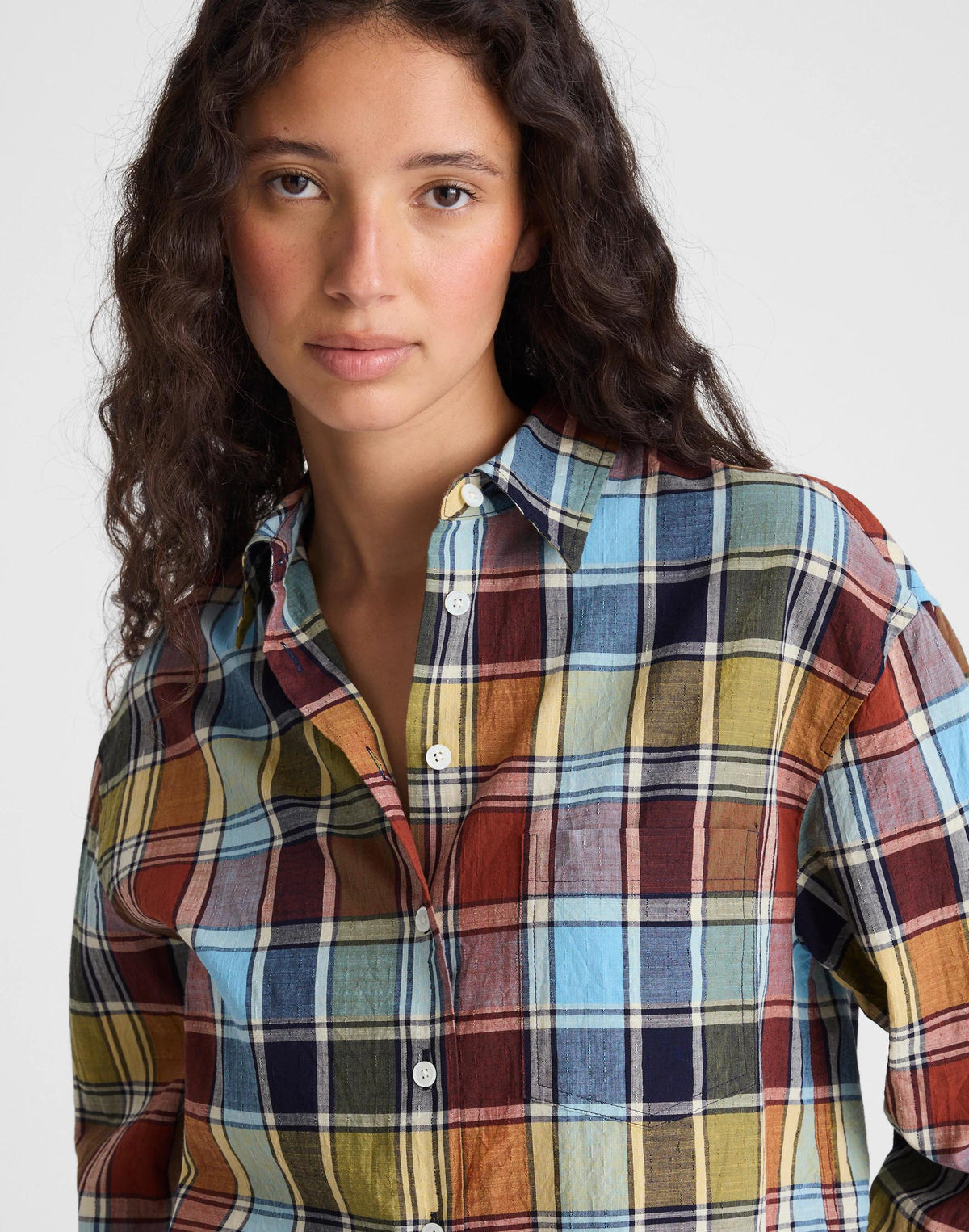 Madewell The Easy Shirt in Poplin Multi Plaid